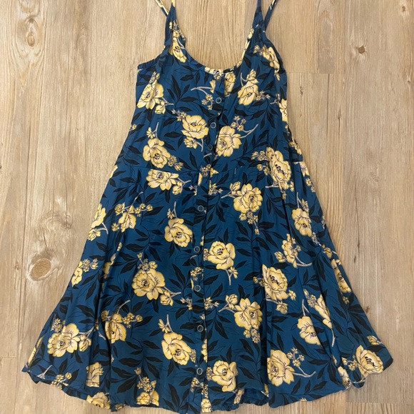 Kimchi Blue Spaghetti Strap Dress Blue with Yellow Floral Pattern - Picture 5 of 5